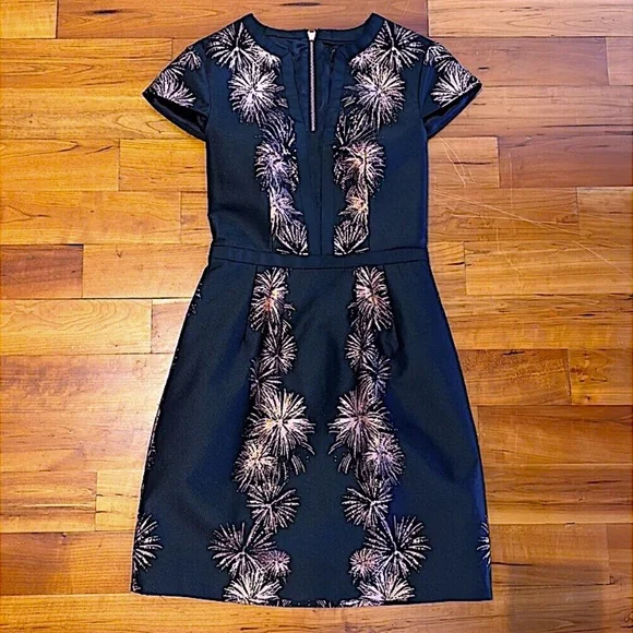 Ted Baker black/rose gold with Tag Tzalla Metallic Jacquard Cocktail Dress - Picture 6 of 16